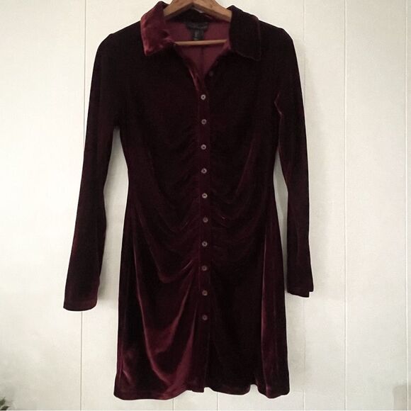 NWT HOUSE OF HARLOW 1960 Velvet Ruched Button Up Mini Dress Party - Picture 4 of 9